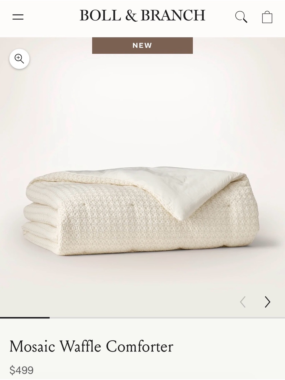 Boll & Branch Mosaic Waffle Comforter in Ivory